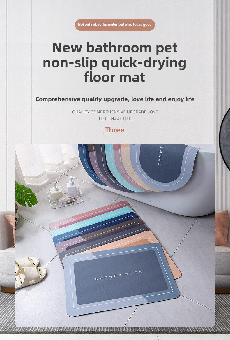 Modern Non-Slip Crystal Velvet Bath Mat Quick-Dry ABSorbent Floor Mat for Bathroom Doorway Wash Basin Bathtub Household Bathroom