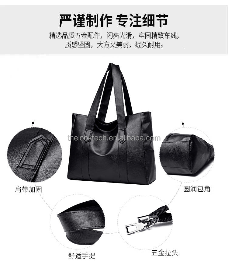 Spacious Tote Bag for Women - Versatile Commuter Handbag with Shoulder Strap Mommy Bag One Shoulder Handbag Soft Leather