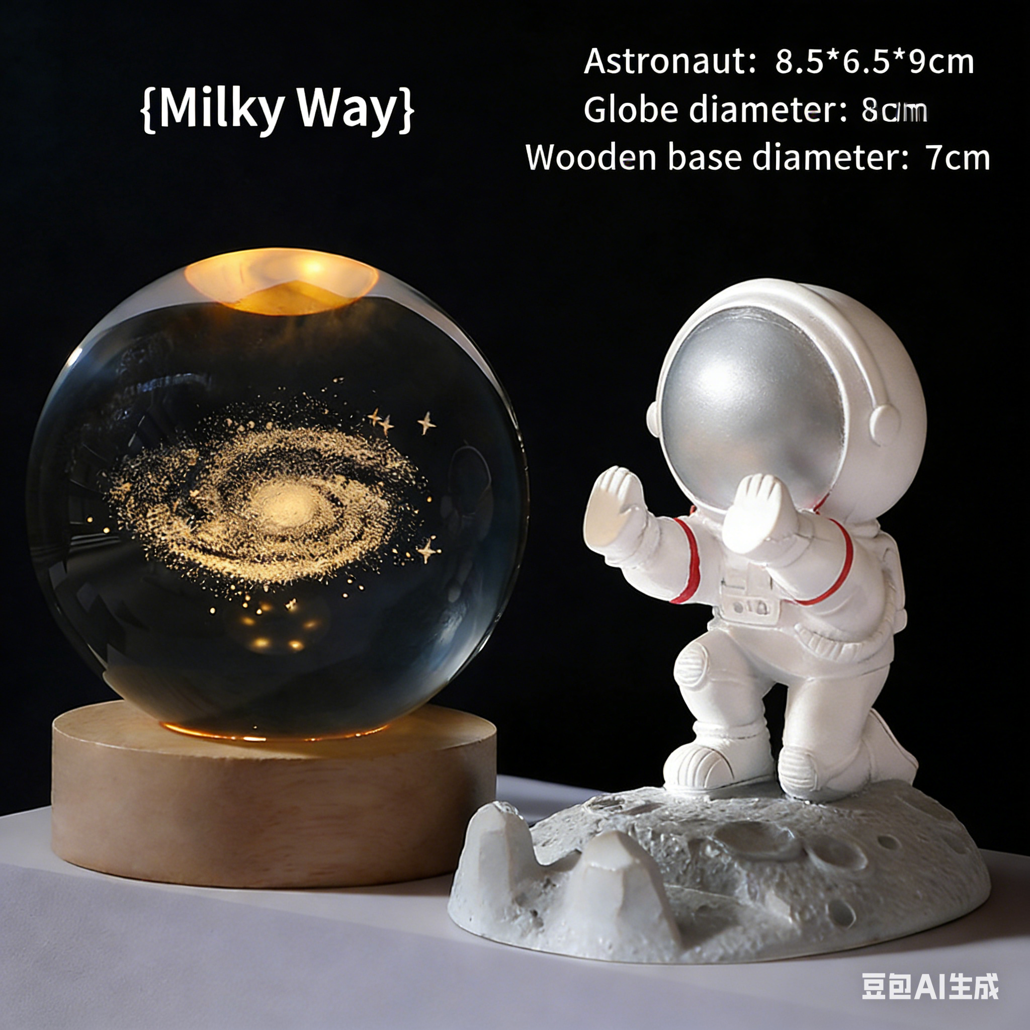 Crystal Ball Carved Glowing Night Light Desktop Decorative Ornament Holiday Gift