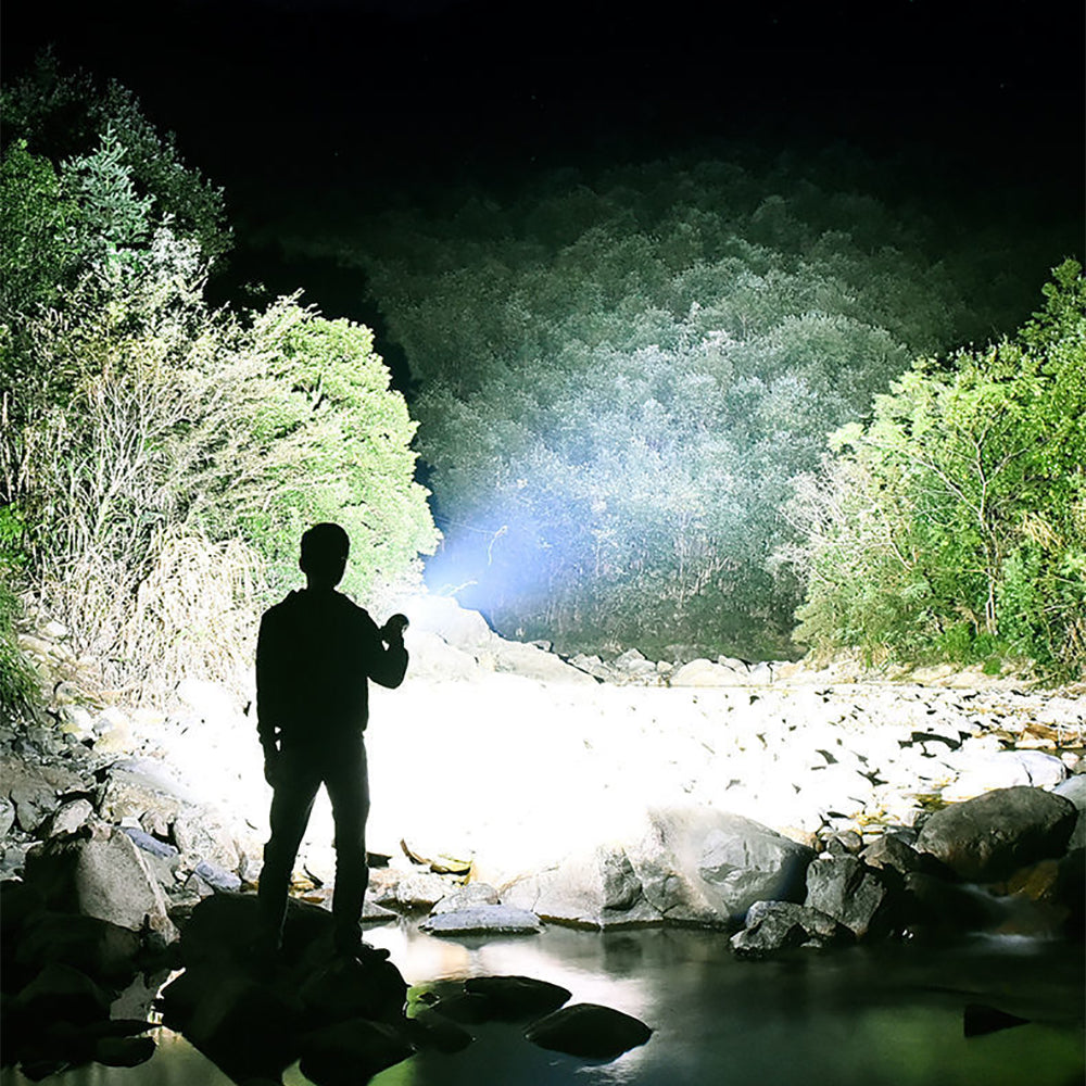 RTS Hot Sale 4LED Rechargeable Flashlight With COB Light Long-range Spotlight Battery LED Display for Outdoor Plastic Lamp