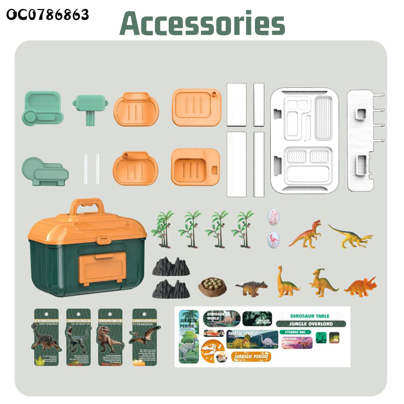 Pretend Play Set Table Dinosaur Toys 2026 With Storage Box for Kids