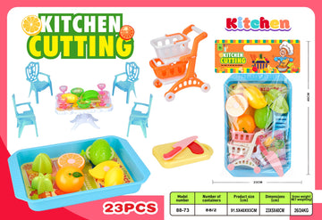 Portable Pretend Play Fruit Basket for Velcro Cutting Kitchen & Food Toys Interactive Early Learning Toys for Girls and Boys