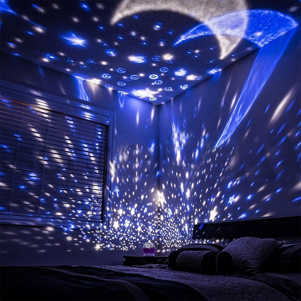 Galaxy Projector Starry Sky Rotating LED Night Light, Children Bedroom Star Moon Lamp for Kids Gift