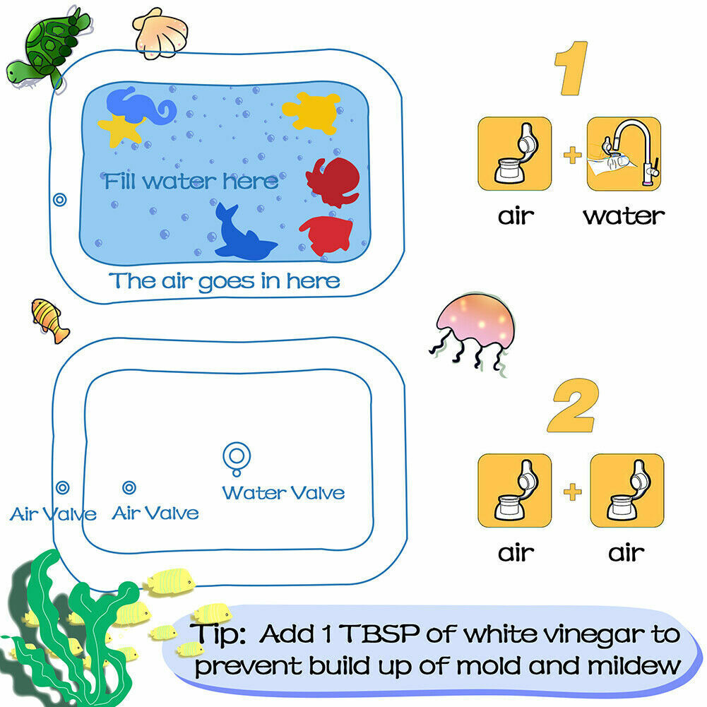 Inflatable PVC Tummy Time Water Play Mat Educational Infant and Toddler Toy Kids Inflatable Water Mat Made of Plastic