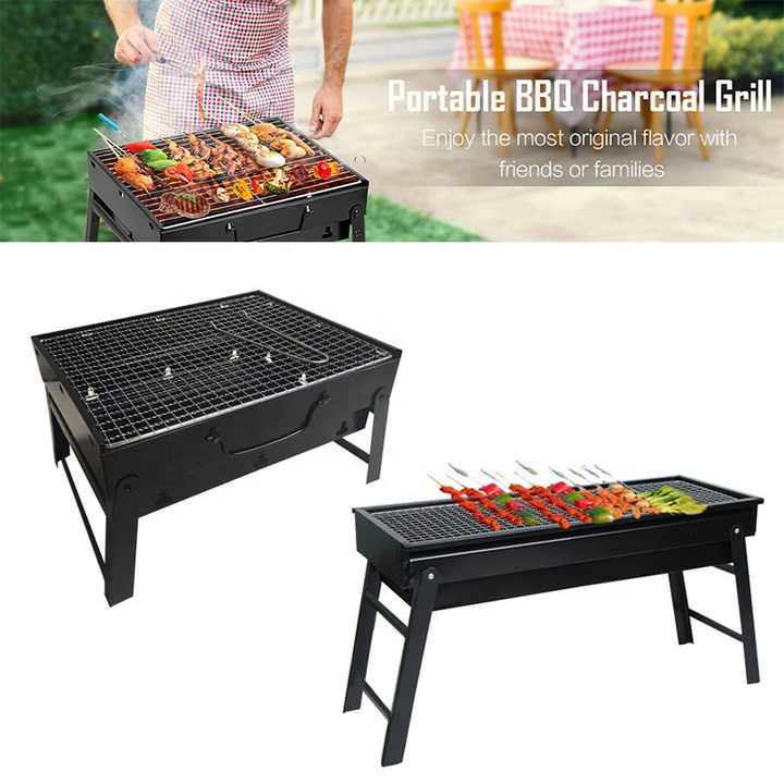 Folding Outdoor Barbecue Charcoal Grill Portable BBQ Grill Lightweight Smoker Grill for Camping Picnics Garden Beach Party