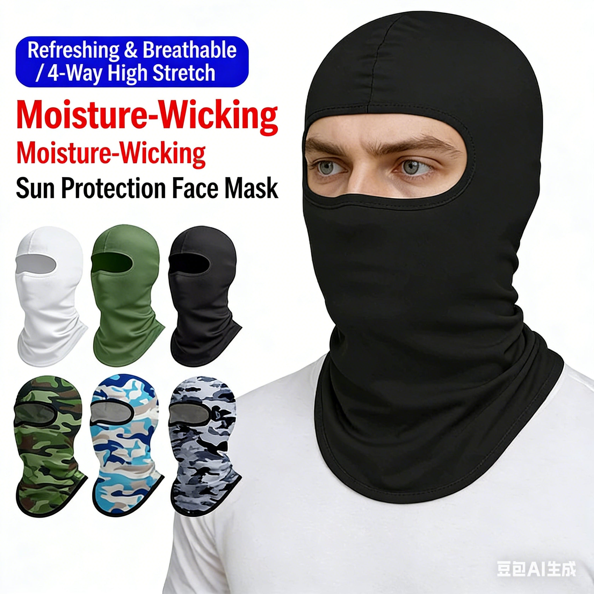 Motorcycle Riding Face Mask for Men - Ice Silk UV Protection Head Cover