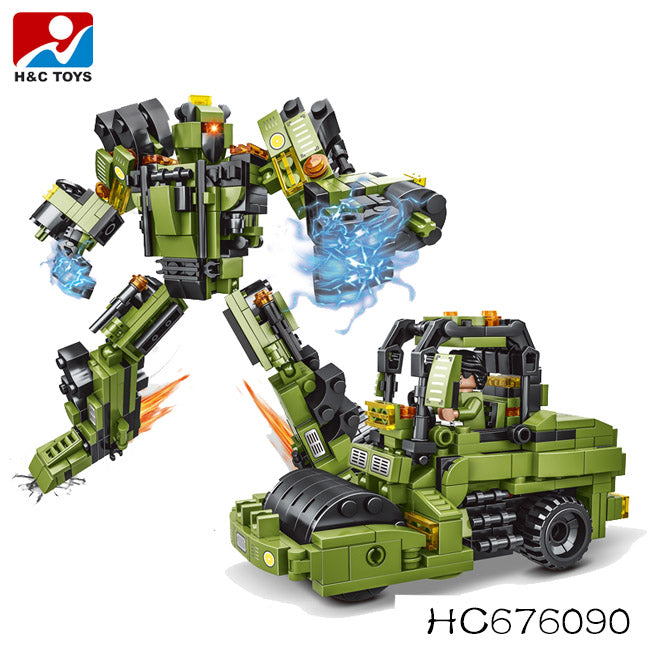 New Version Building Blocks Assembled Model Toy for Kids Road Roller Engineering Machine Two Ways Changed