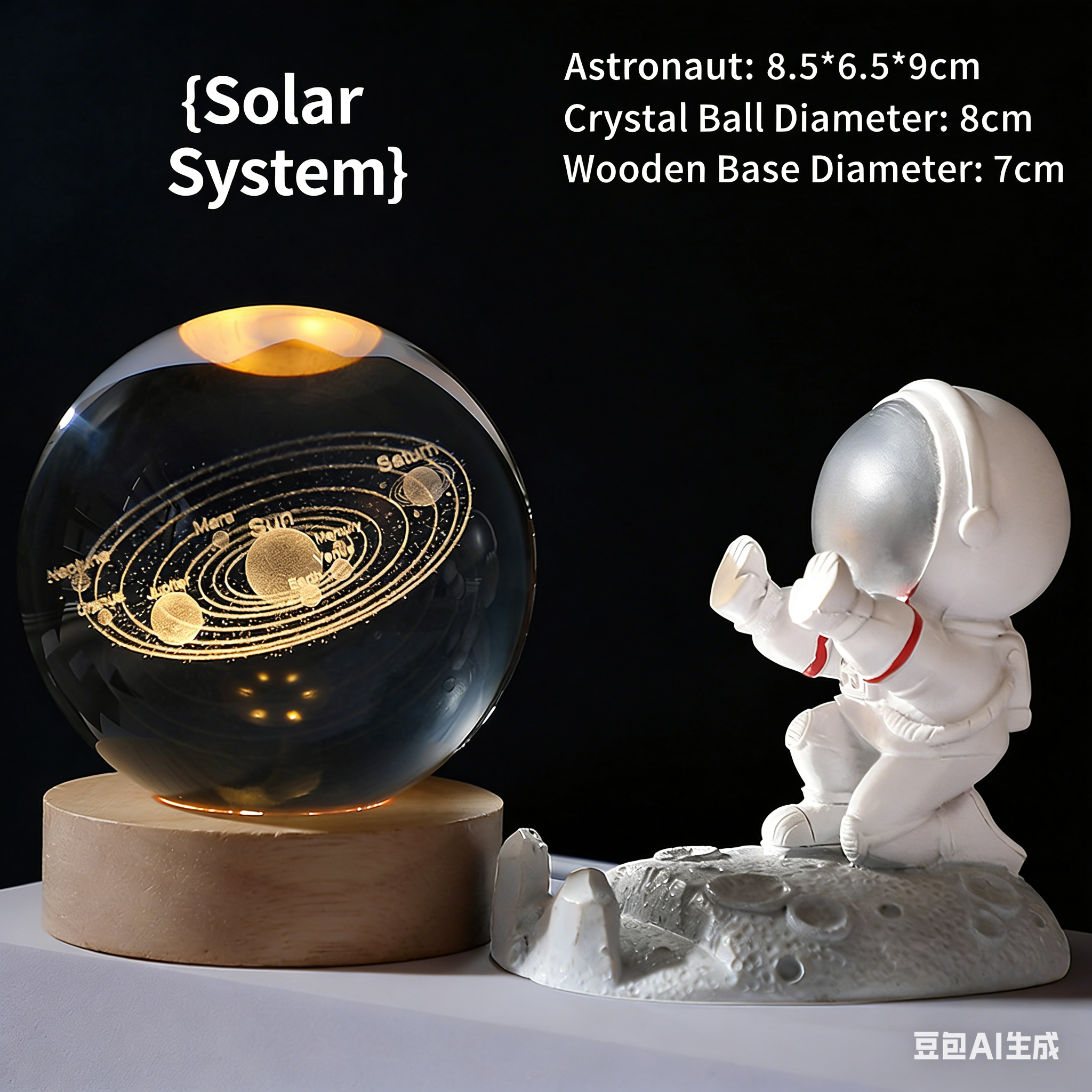 Crystal Ball Carved Glowing Night Light Desktop Decorative Ornament Holiday Gift