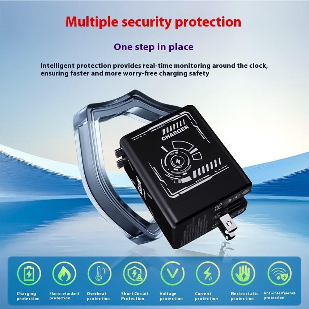 2-in-1 GaN Compatible with Fast Charger, GaN Charger Fast Charging, Retractable Phone Chargers Wall Plug with Type-C Cables