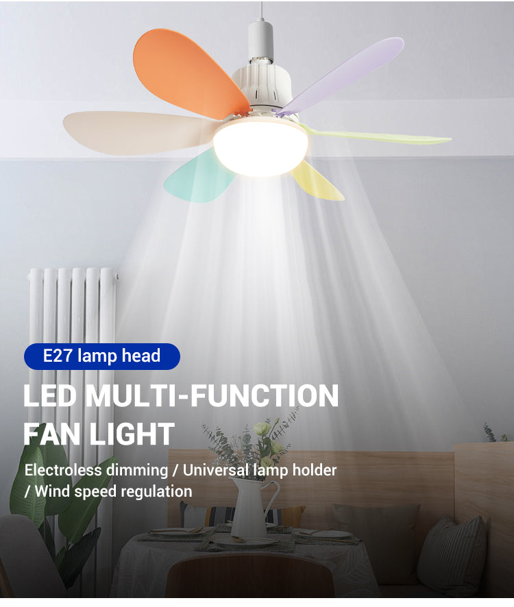 New Arrivals Indoor Bedroom E27 ABS Material Removable Blades Led Ceiling Fan with Light
