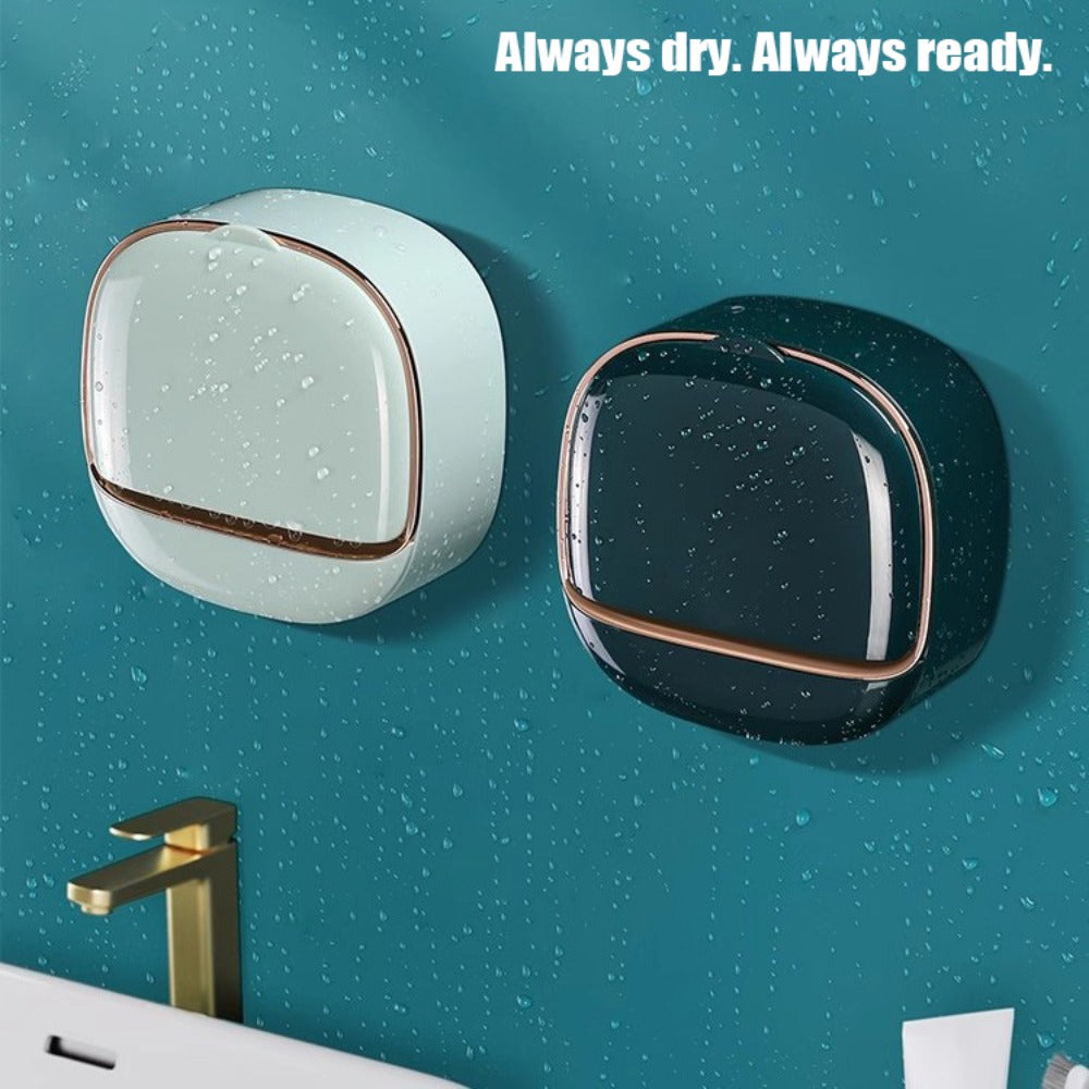 Wall Mounted Double Layer Soap Dish Eco-Friendly Adhesive Bar Soap Holder with Draining Tray Soap Holder with Drain