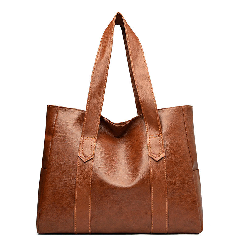 Spacious Tote Bag for Women - Versatile Commuter Handbag with Shoulder Strap Mommy Bag One Shoulder Handbag Soft Leather