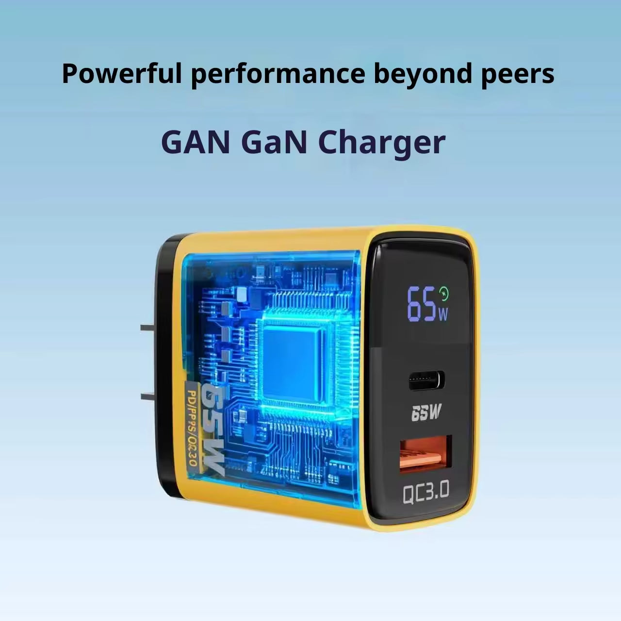 65W Intelligent Digital Display Charger C Multi-port Type-C QC3.0 Fast Charging PC+ABS Material Universal USB Charger Adapter