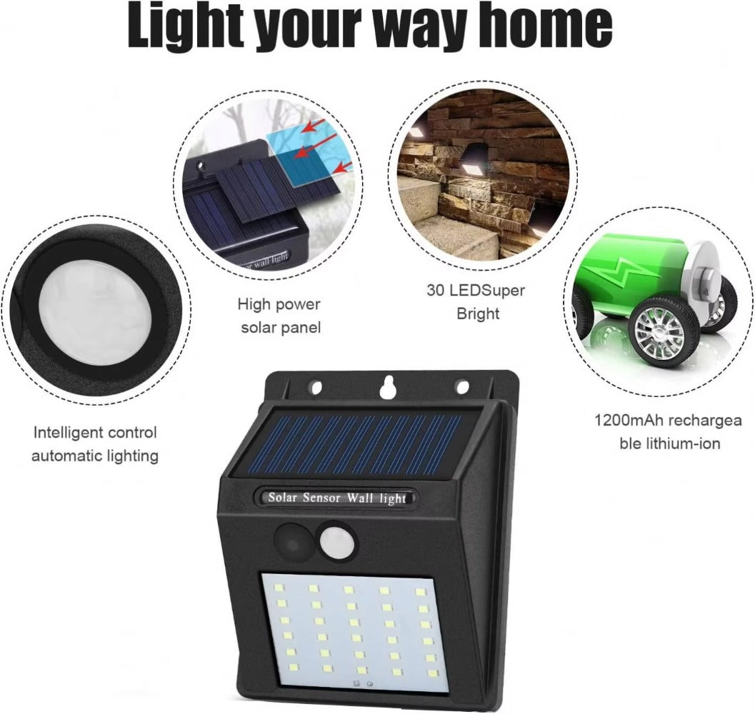 30 Led Outside Light Wall Mounted Exterior Night Security Solar Motion Sensor Outdoor Wall Light,Solar Wall Light