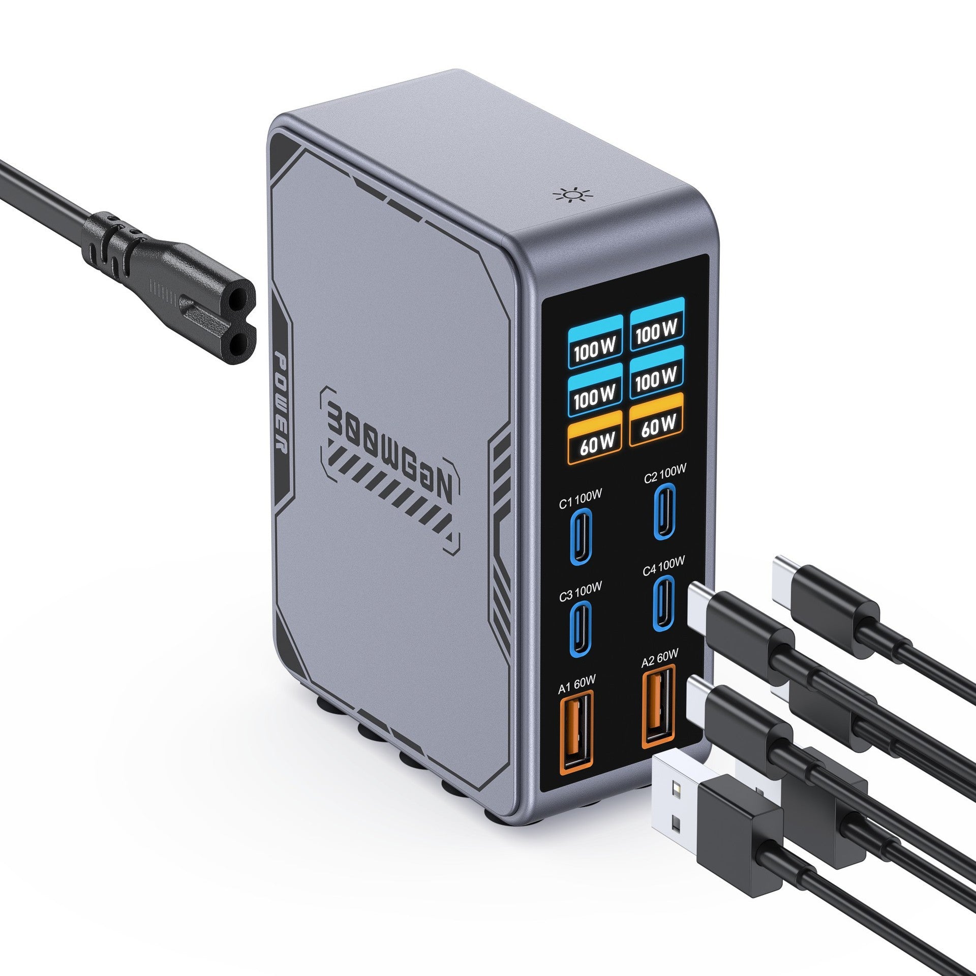 300W 6-Port 100W 140W GaN Type-C USB-C Laptop Charger for Android