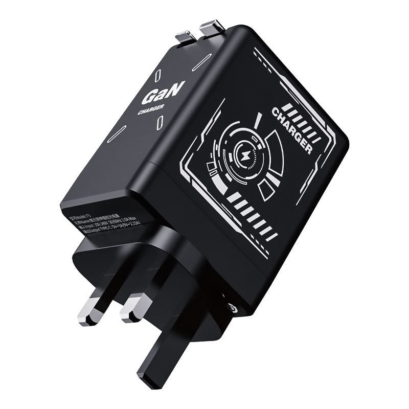 2-in-1 GaN Compatible with Fast Charger, GaN Charger Fast Charging, Retractable Phone Chargers Wall Plug with Type-C Cables