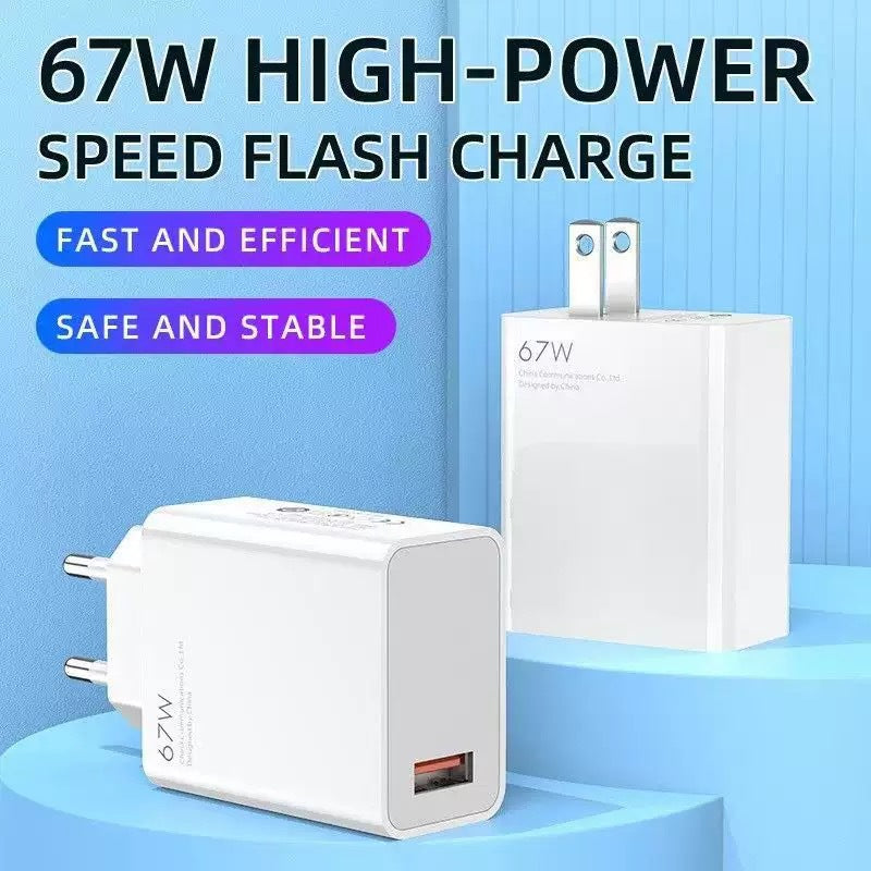 67W UK Standard USB Charger Compatible with Xiaomi 120W Super Fast Charging Head
