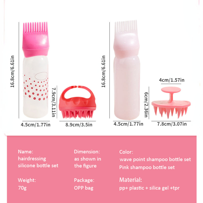 Silicone shampoo bottle PP Hair Dye Bottle With Aplicator, Oil Bottle Brush, Scalp Massage Brush Hair dye bottle