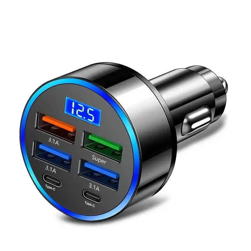6-in-1 Fast Car Charger USB 3.0 3.1A Multi Port Adapter Phone Chargers for iphone Samusng Usb C Pd Car Charger