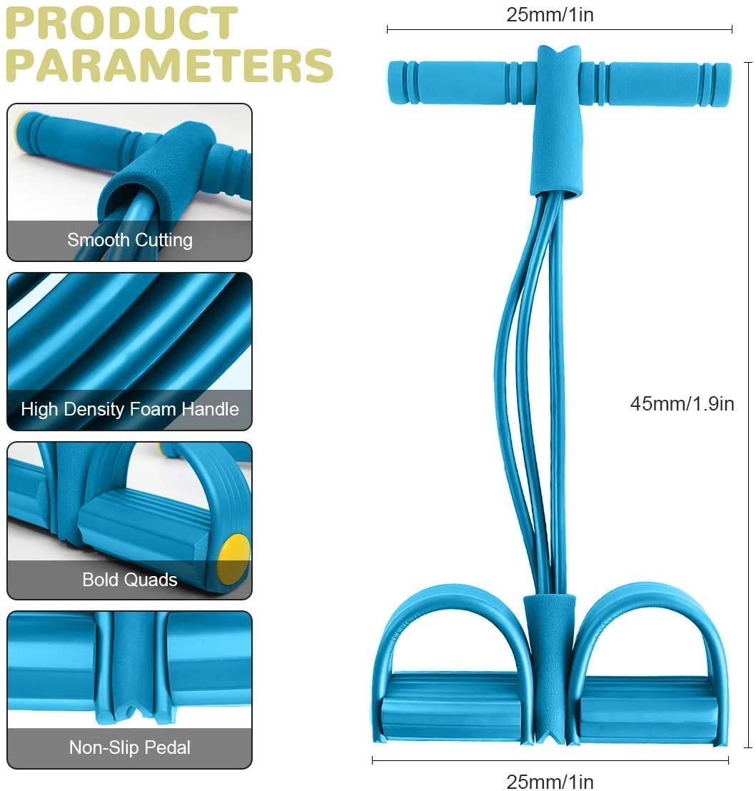 6-Tube High-Quality TPE Latex Fitness Elastic Foot Pedal Resistance Bands Sit-Up Pull Rope