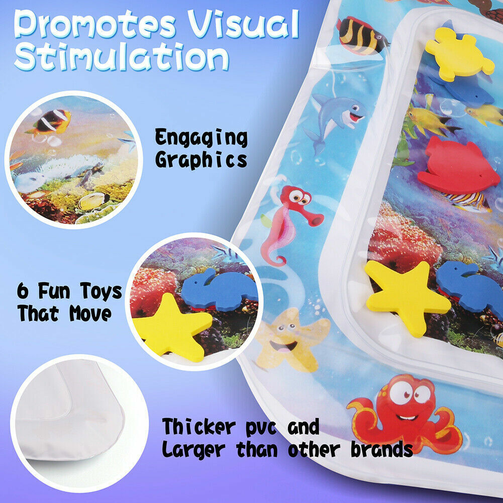 Inflatable PVC Tummy Time Water Play Mat Educational Infant and Toddler Toy Kids Inflatable Water Mat Made of Plastic