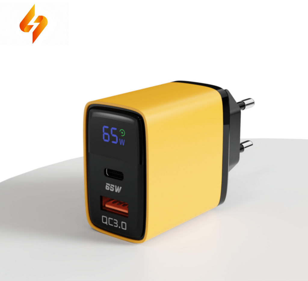 65W Intelligent Digital Display Charger C Multi-port Type-C QC3.0 Fast Charging PC+ABS Material Universal USB Charger Adapter