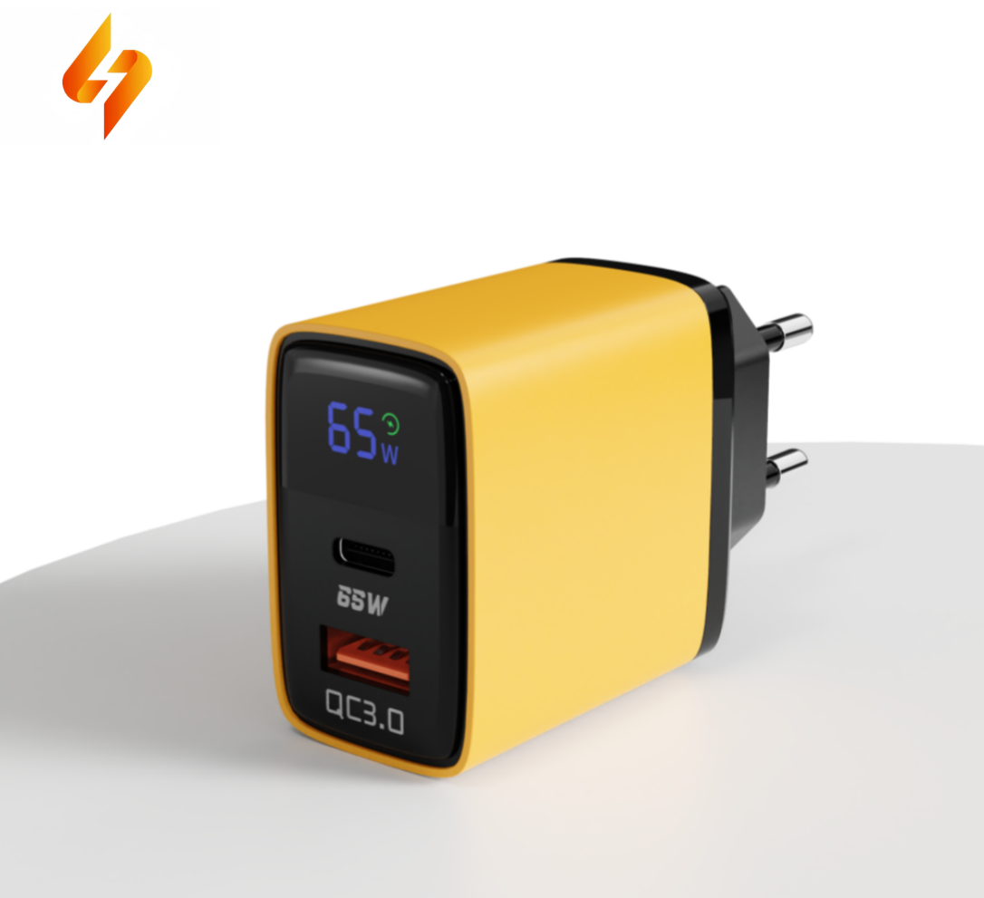 65W Intelligent Digital Display Charger C Multi-port Type-C QC3.0 Fast Charging PC+ABS Material Universal USB Charger Adapter