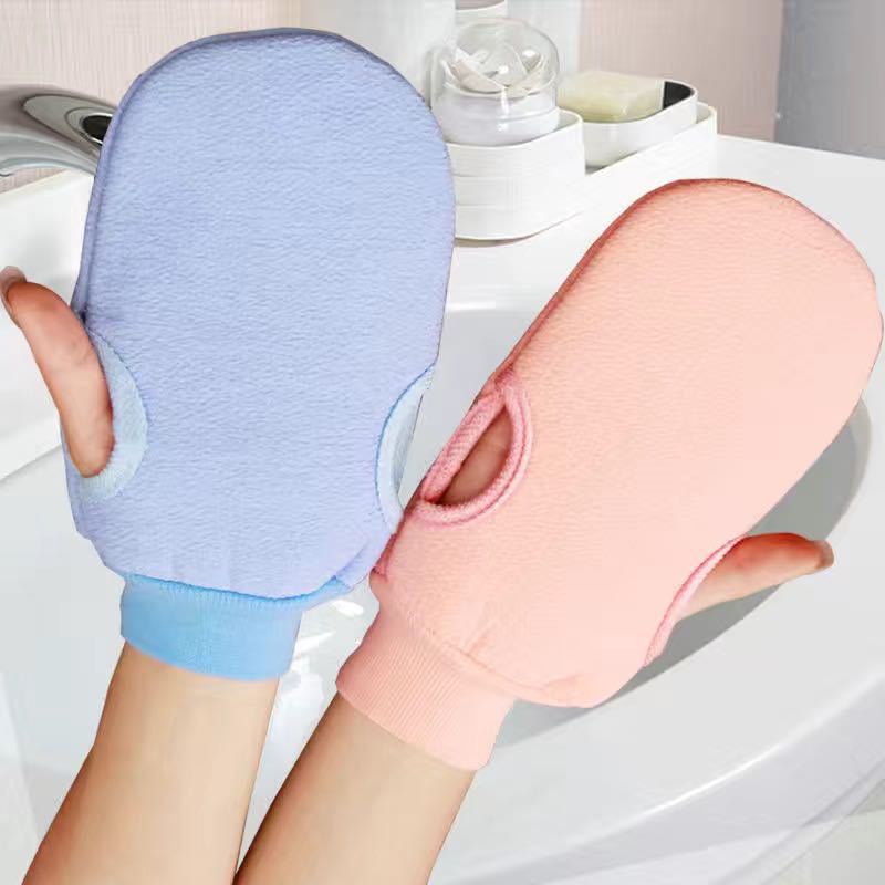 Solid Color Reusable Bath Exfoliating Glove Body Scrub Cleaning Gloves Shower Exfoliating