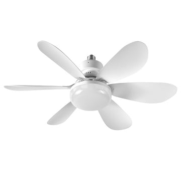 New Six-Blade E27 Screw Base Fan Light, Bedroom Living Room Ceiling Fan Light with Super Large Wind Power and Quiet Operation