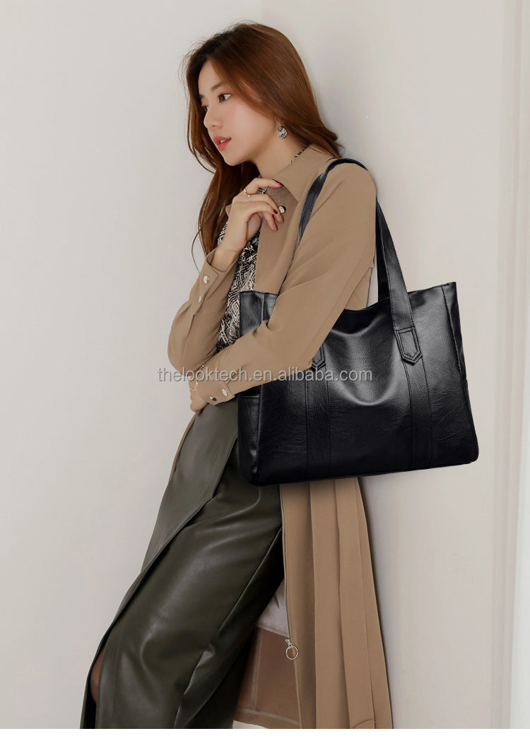Spacious Tote Bag for Women - Versatile Commuter Handbag with Shoulder Strap Mommy Bag One Shoulder Handbag Soft Leather