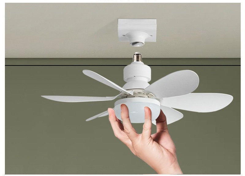 New Six-Blade E27 Screw Base Fan Light, Bedroom Living Room Ceiling Fan Light with Super Large Wind Power and Quiet Operation